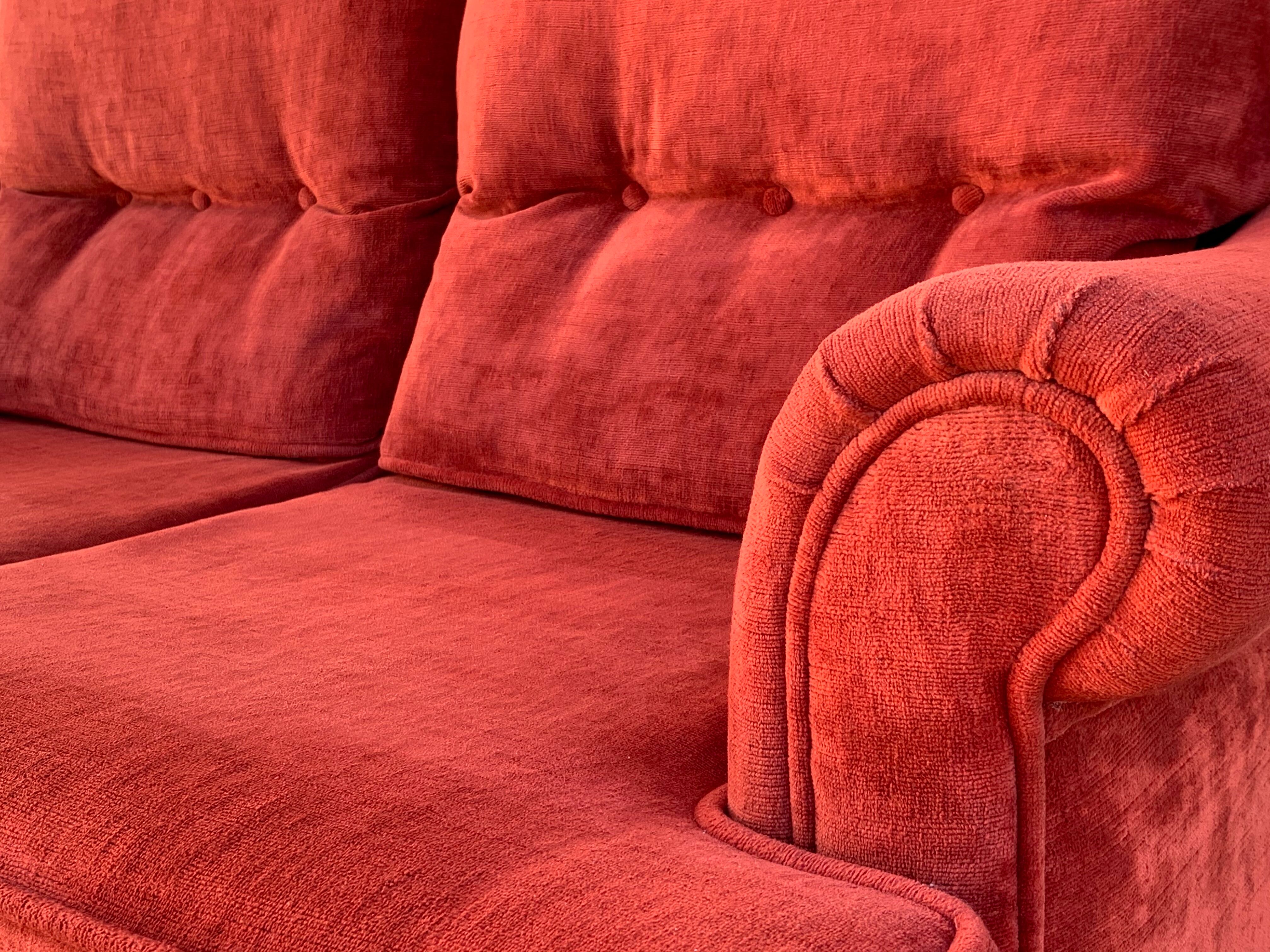 Coral velvet toad sofa