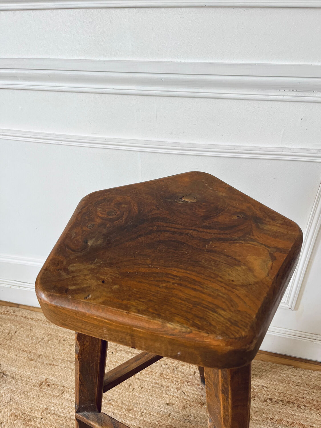 High stool in elm by Olavi Hanninen