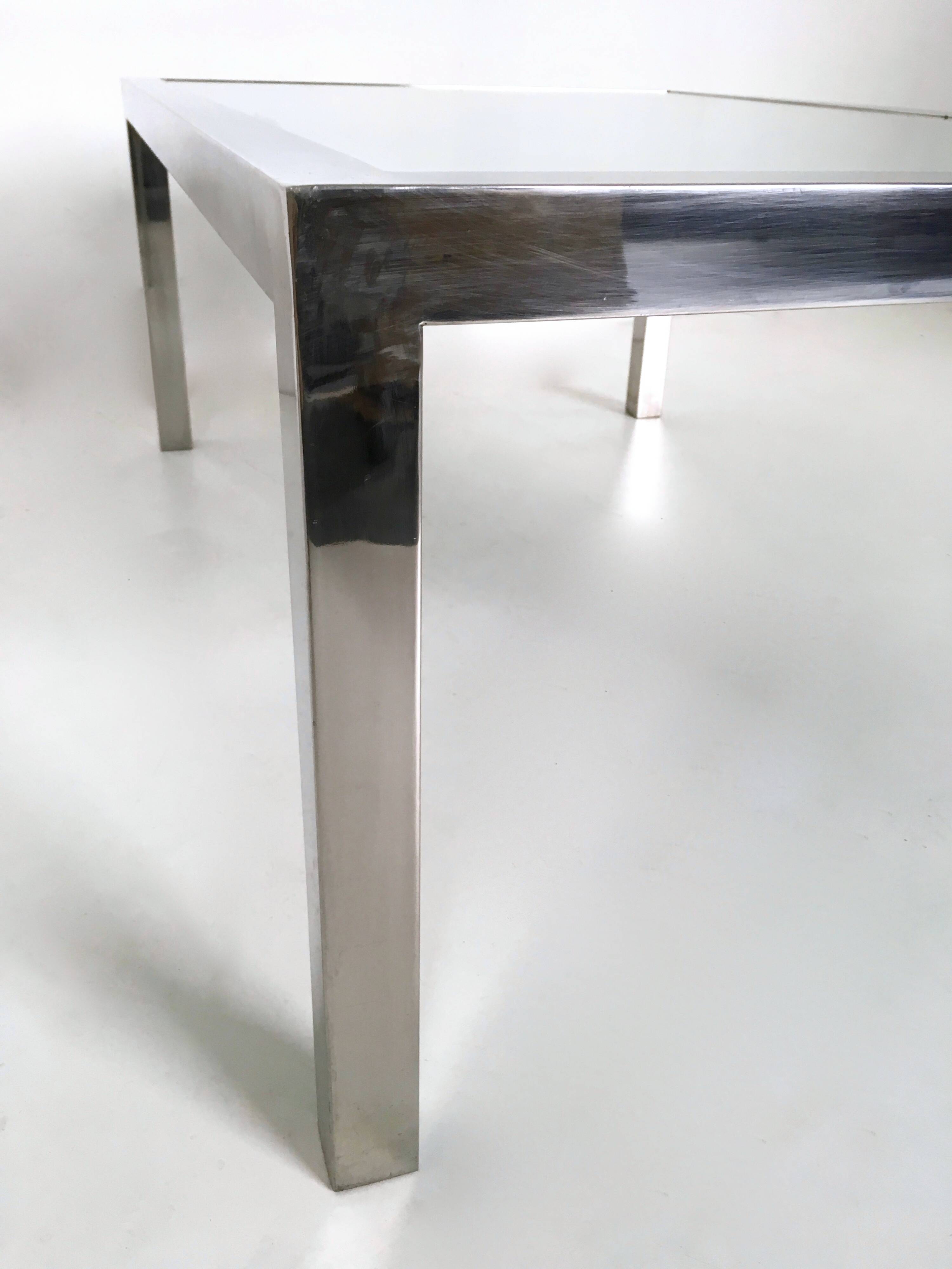 Steel Coffee Table in the Style of Nanda Vigo with a Mirrored Top, Italy