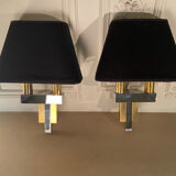 Pair of brass and chrome sconces