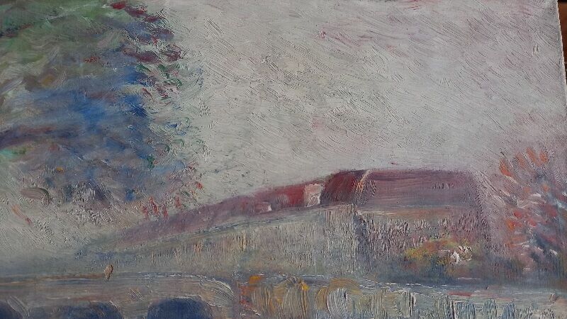 Old painting "edge of the Seine", oil painting