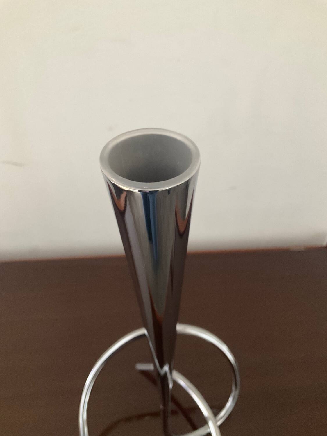 Designer soliflore vase in twisted stainless steel