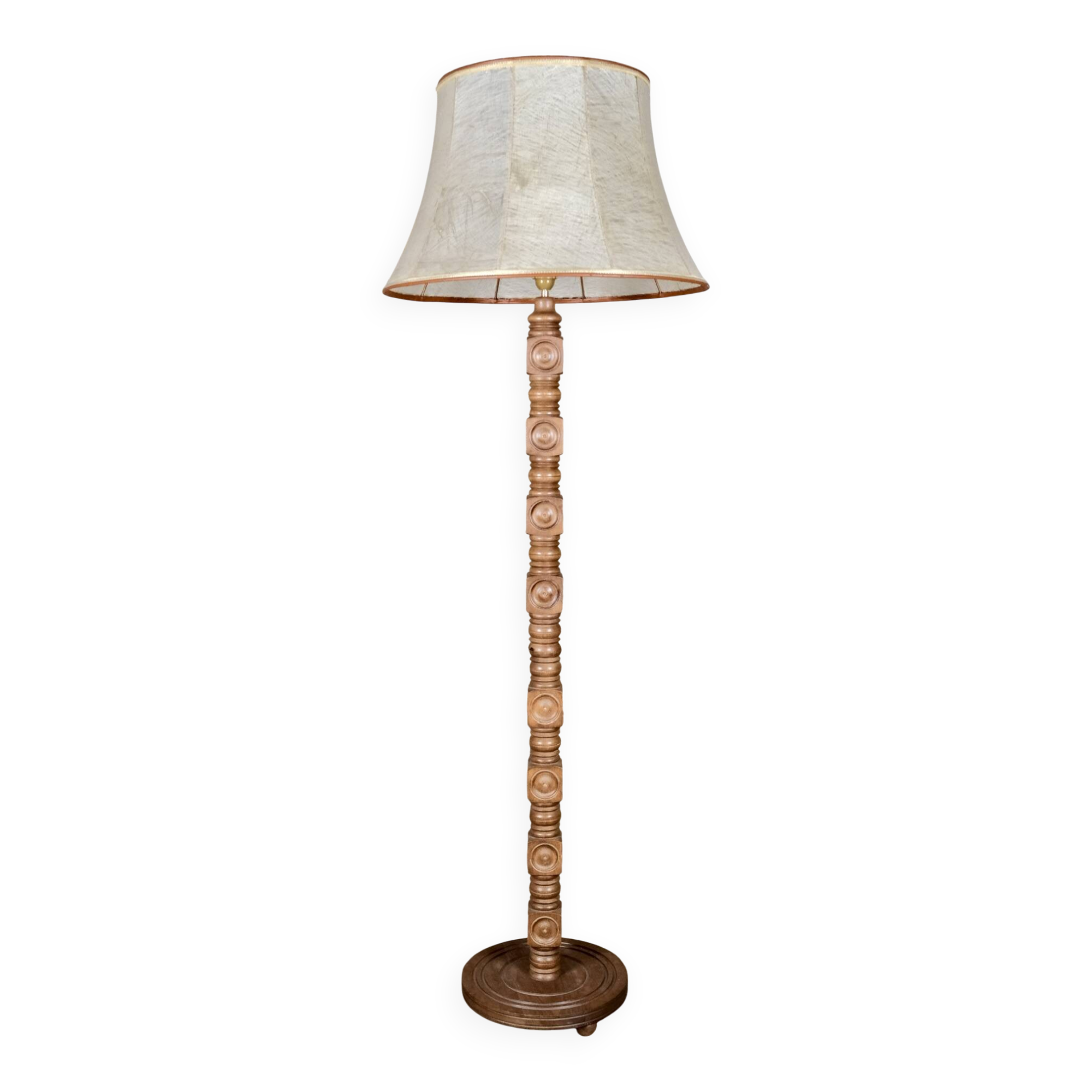 Wood-turned coil lamp, France, mid-20th century.