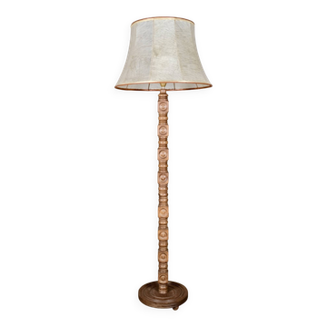 Lampe bobine en bois tourné, France, milieu XXe