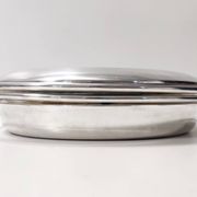 Plat à chevreuil en métal argenté avec cocotte en verre Pyrex de Sabattini, Italie