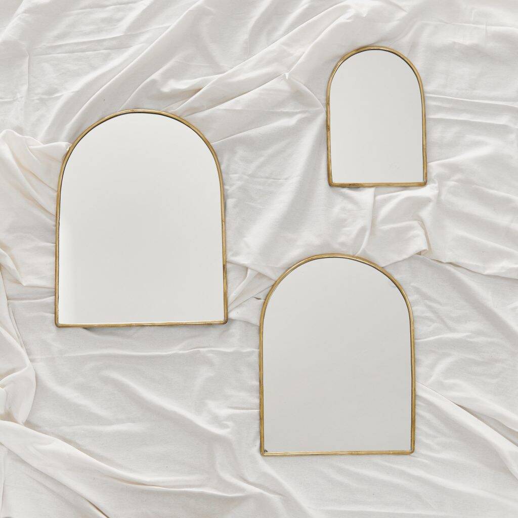 Miroir arche en laiton doré - Miroir marocain fait main, miroir mural arche