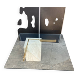 Italian travertine and glass coffee table from the 70s