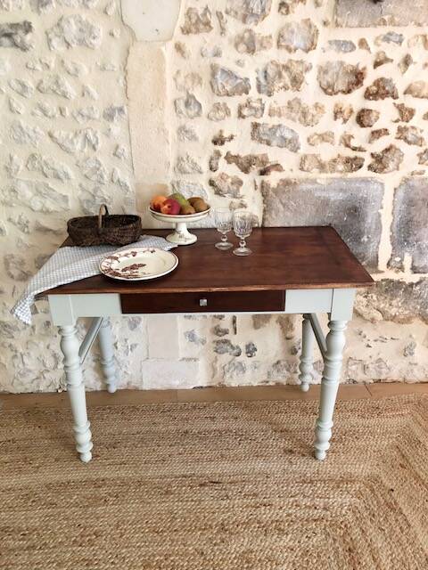 Old wooden farmhouse table