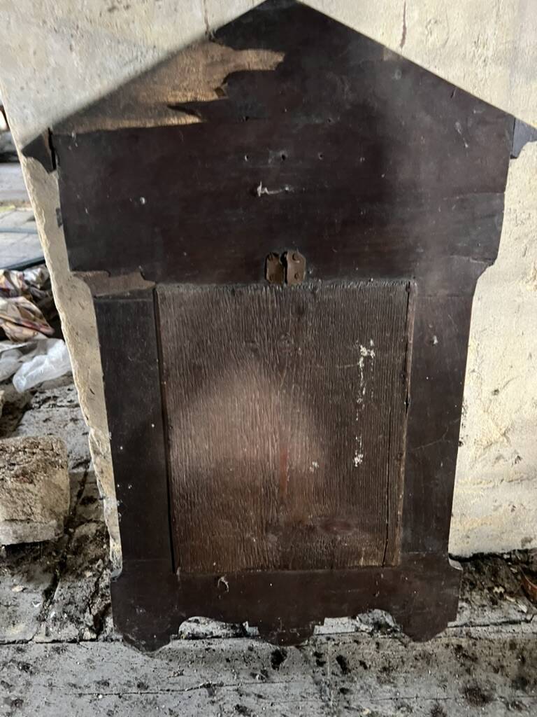 Antique carved wooden wall mirror – ornate pediment, Napoleon III style