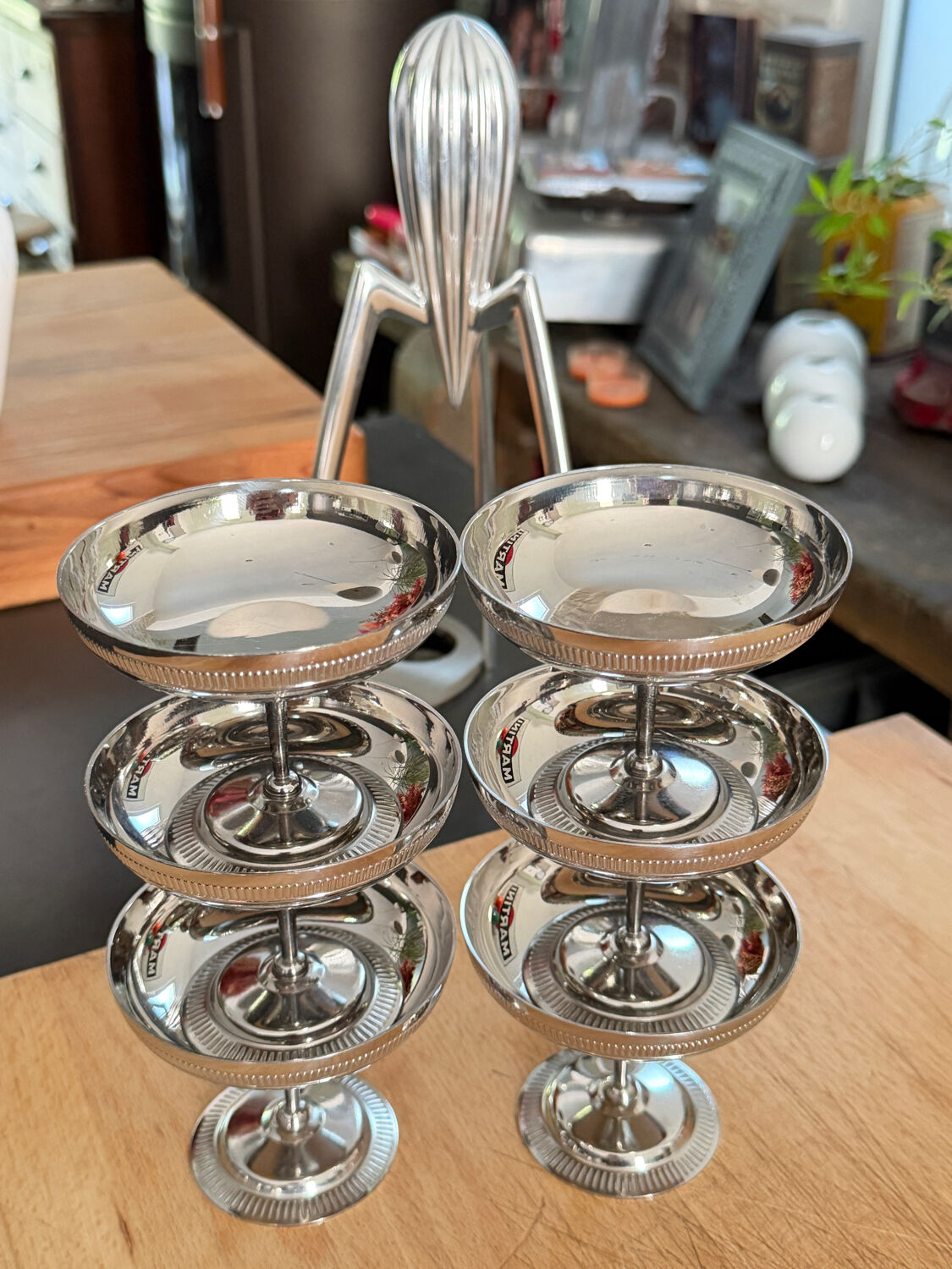 Série de 6 coupes à glace, cocktail vintage en inox brillant