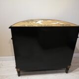 Commode demi lune doré et noir laqué
