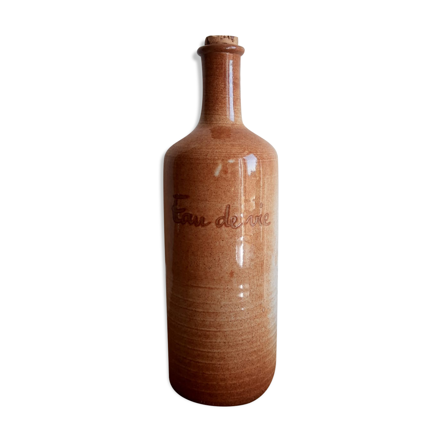 Vintage Mongolfier stoneware brandy bottle