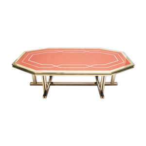 Table laquée rouge laiton - 1970