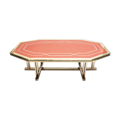 Table laquée rouge laiton 1970