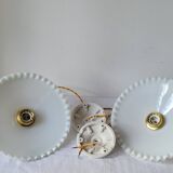 Duo of white opaline pendant lights