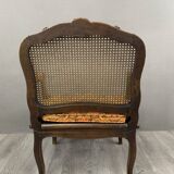 Pair of Louis XV Carved Wood Fluted Armchairs, Late 19th Century