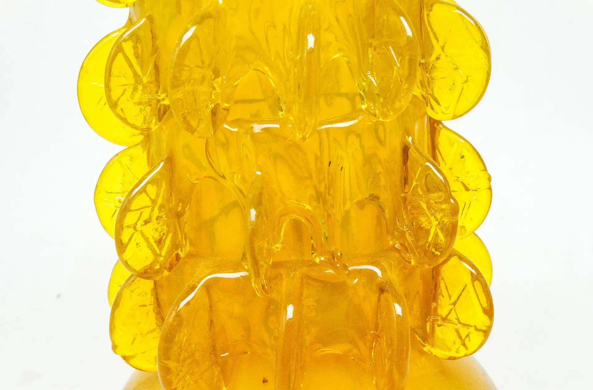 Bride vase, mid-century modern, yellow glass, designed by J. Słuczan-Orkusz, Poland, 1970s