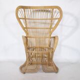 Fauteuil design en rotin des années 1970 « Peacock Throne » par Rohe Noordwolde