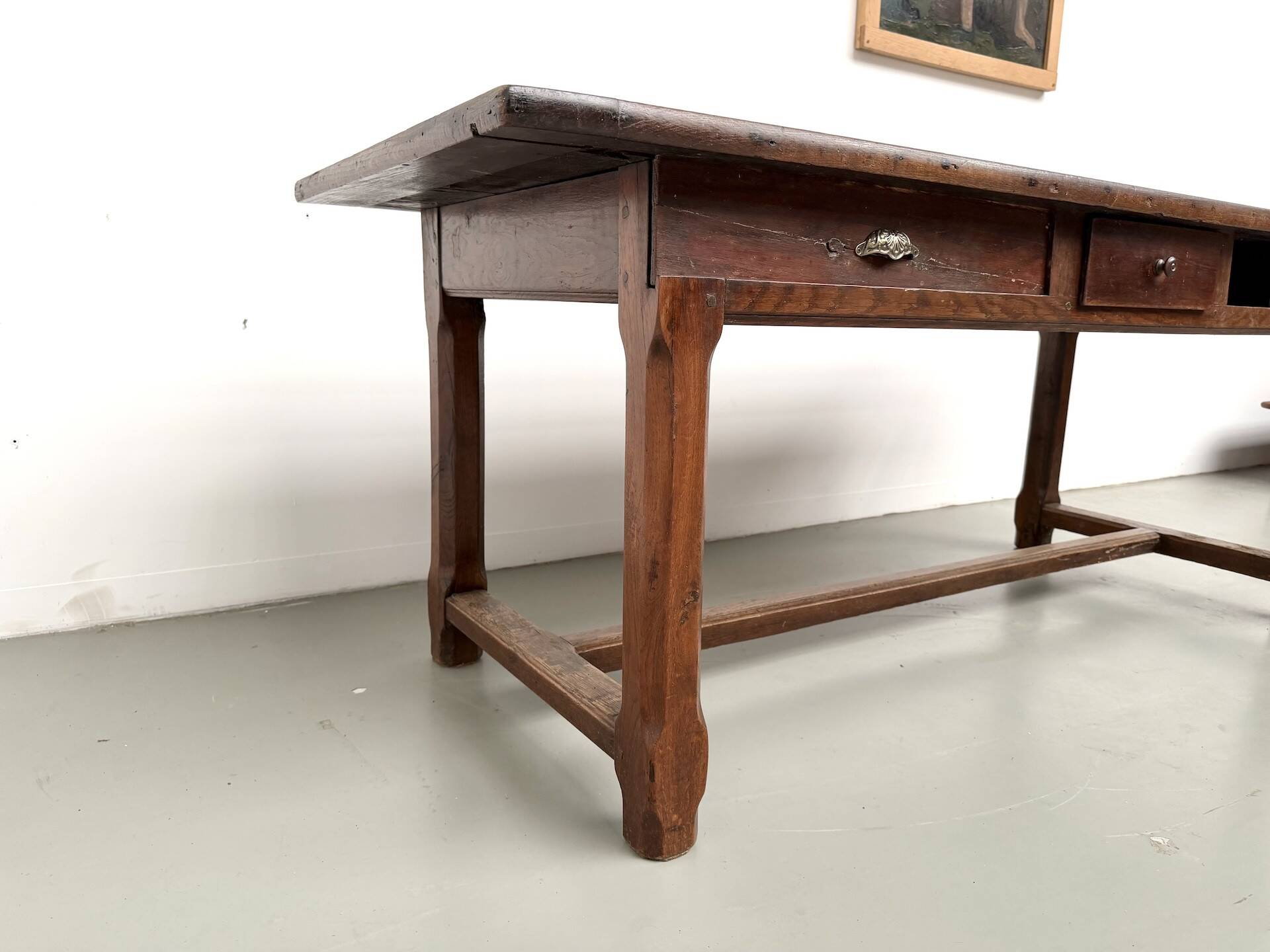 Farmhouse table, solid oak, 20th century.