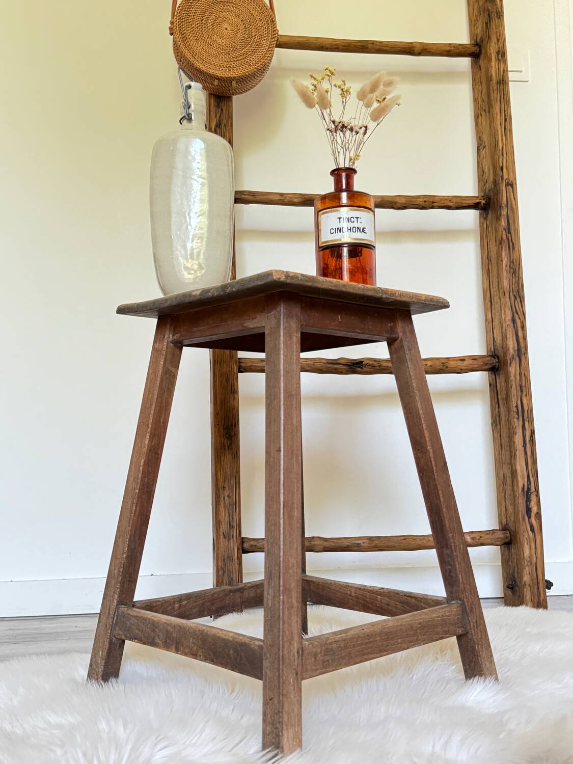 Old wooden painter's stool