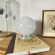 Ceiling light or wall light with white opal glass globe, 20 cm, aluminium rose.