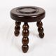 Low chair and turned wooden stool, Dudouyt style, France, 1940s
