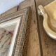 Ornithological painting, marquetry frame
