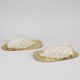 Fritz short brass and glass appliques in the shape of leaves Orrefors, 1960s