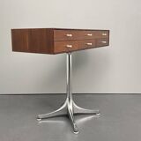 Rare small chest of drawers with 6 drawers, teak wood with chrome-plated base by George Nelson for Herman Miller, USA, 1950s