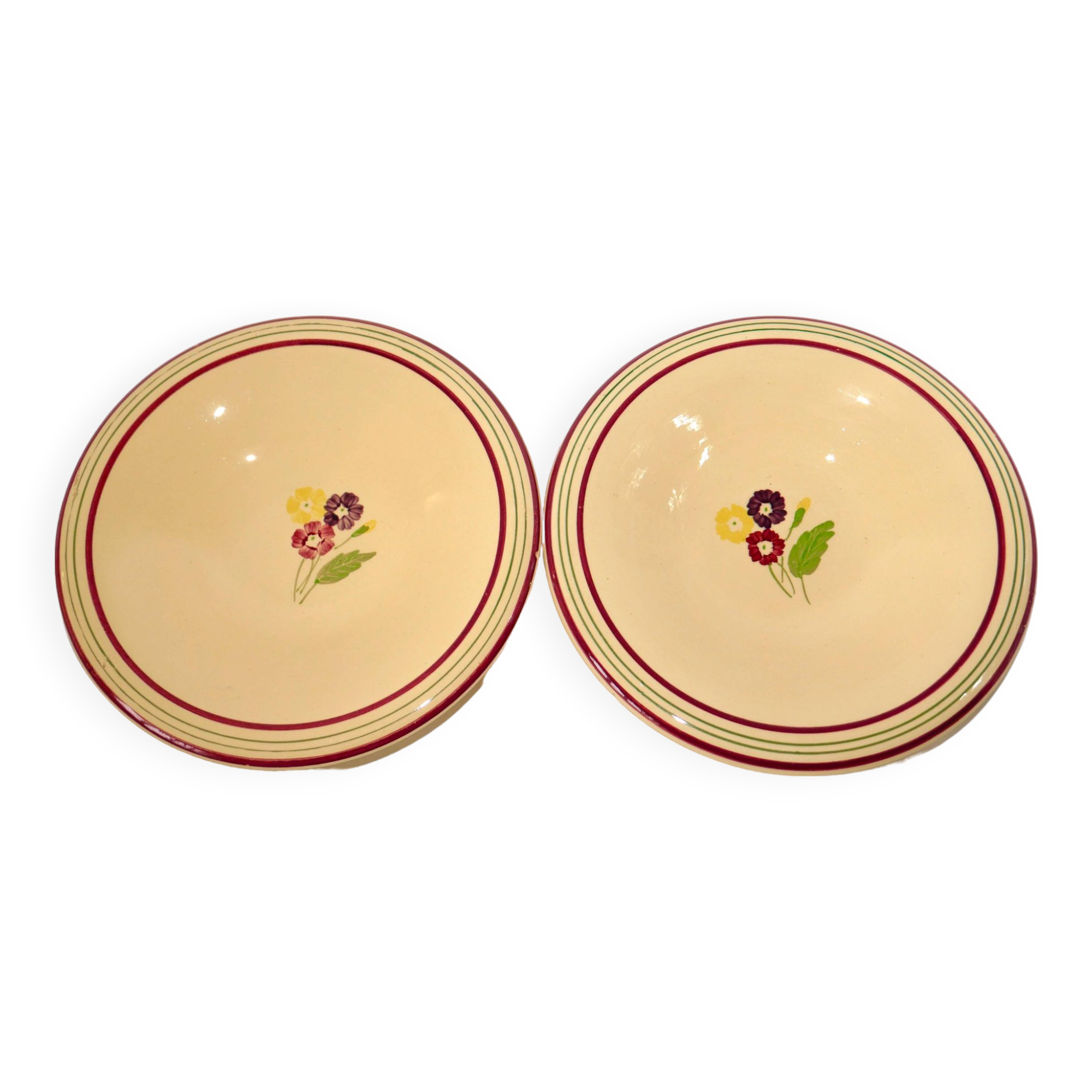pair of floral hollow dishes Gien 1950