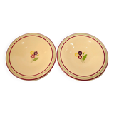pair of floral hollow dishes Gien 1950