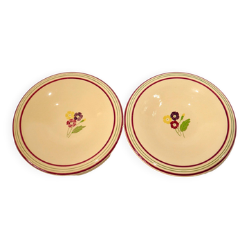 pair of floral hollow dishes Gien 1950