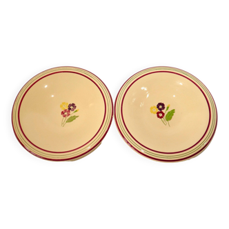 pair of floral hollow dishes Gien 1950