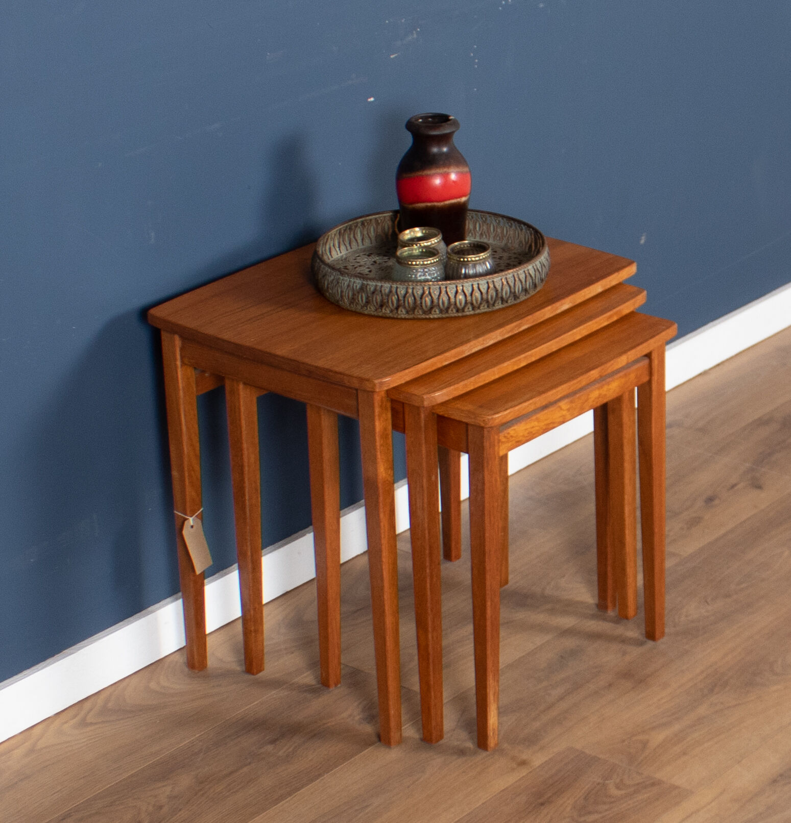 Retro teak 1960s mid century nest of 3 side coffee tables