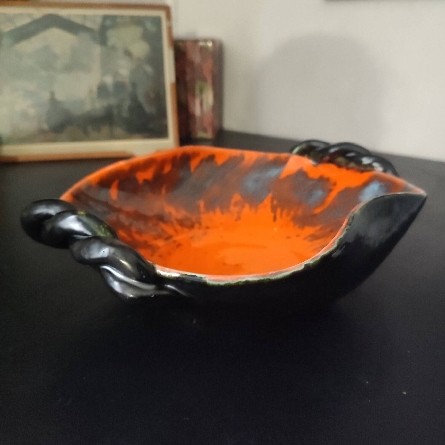 Fat Lava Orange Black Ceramic Cup