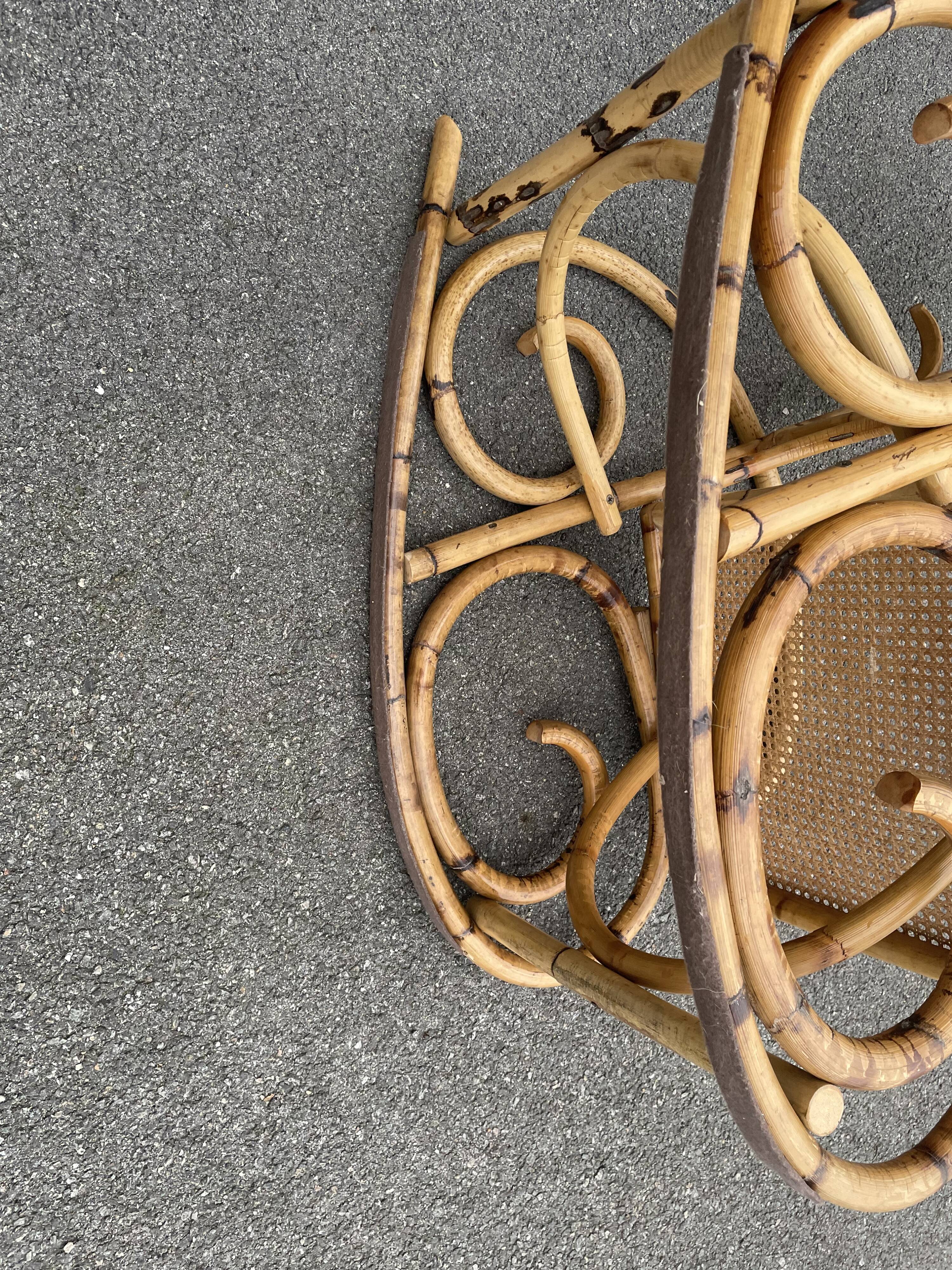 Rattan and cane rocking chair