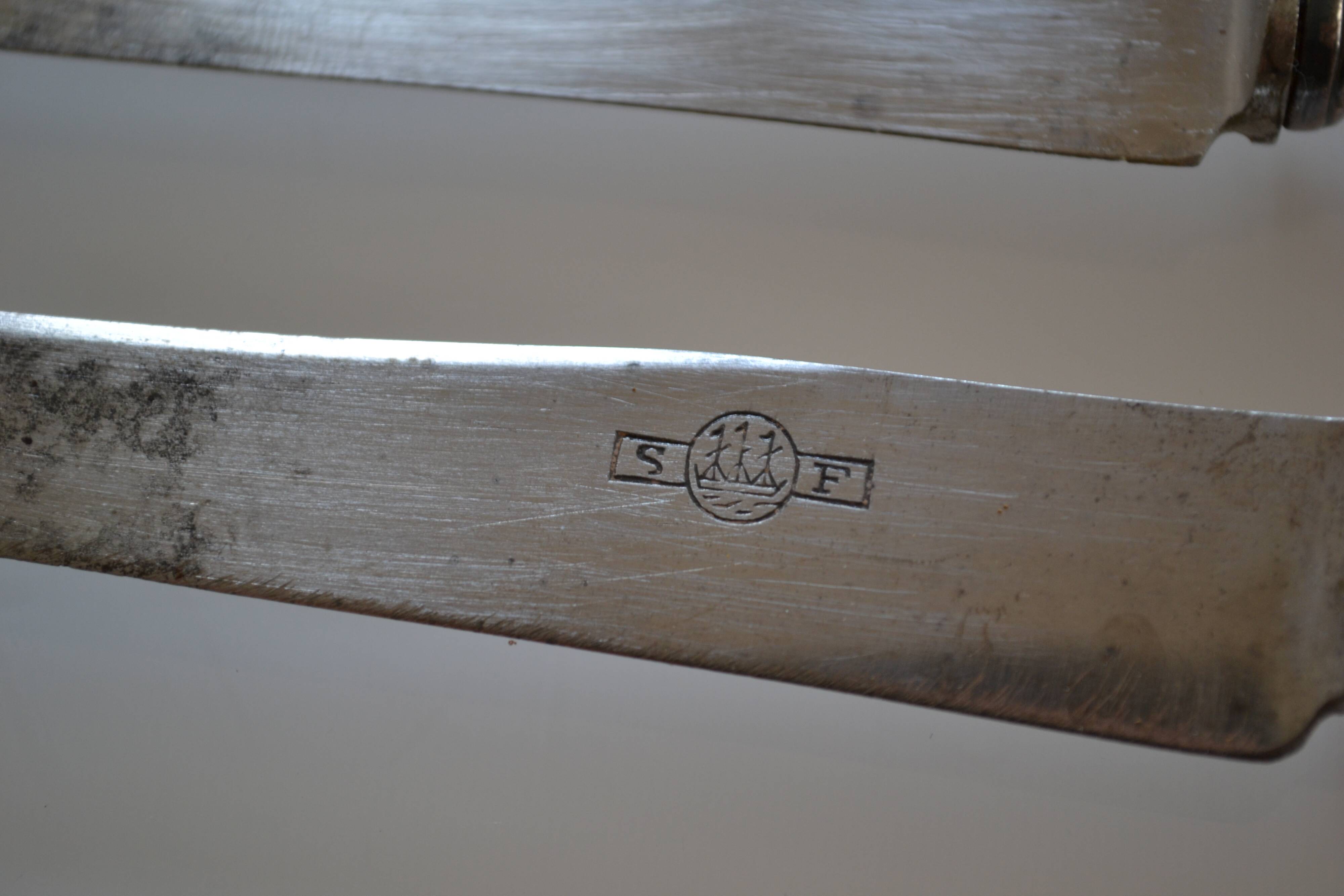 12 silver metal dessert or cheese knives