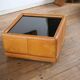 black leather and glass coffee table, vintage design