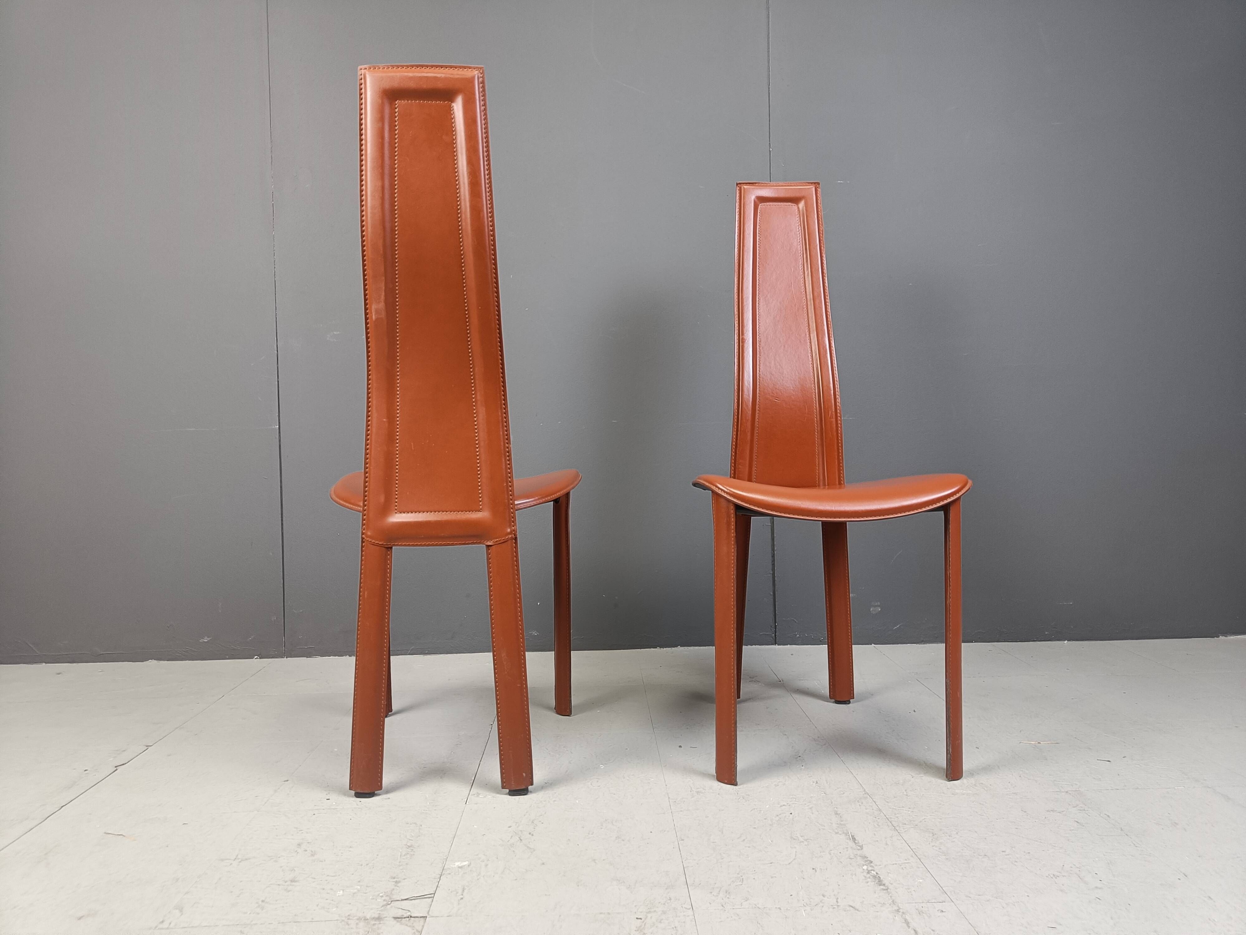 Vintage Leather Dining Chairs by Arper Italy, 1980s - Set of 6