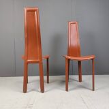 Vintage Leather Dining Chairs by Arper Italy, 1980s - Set of 6