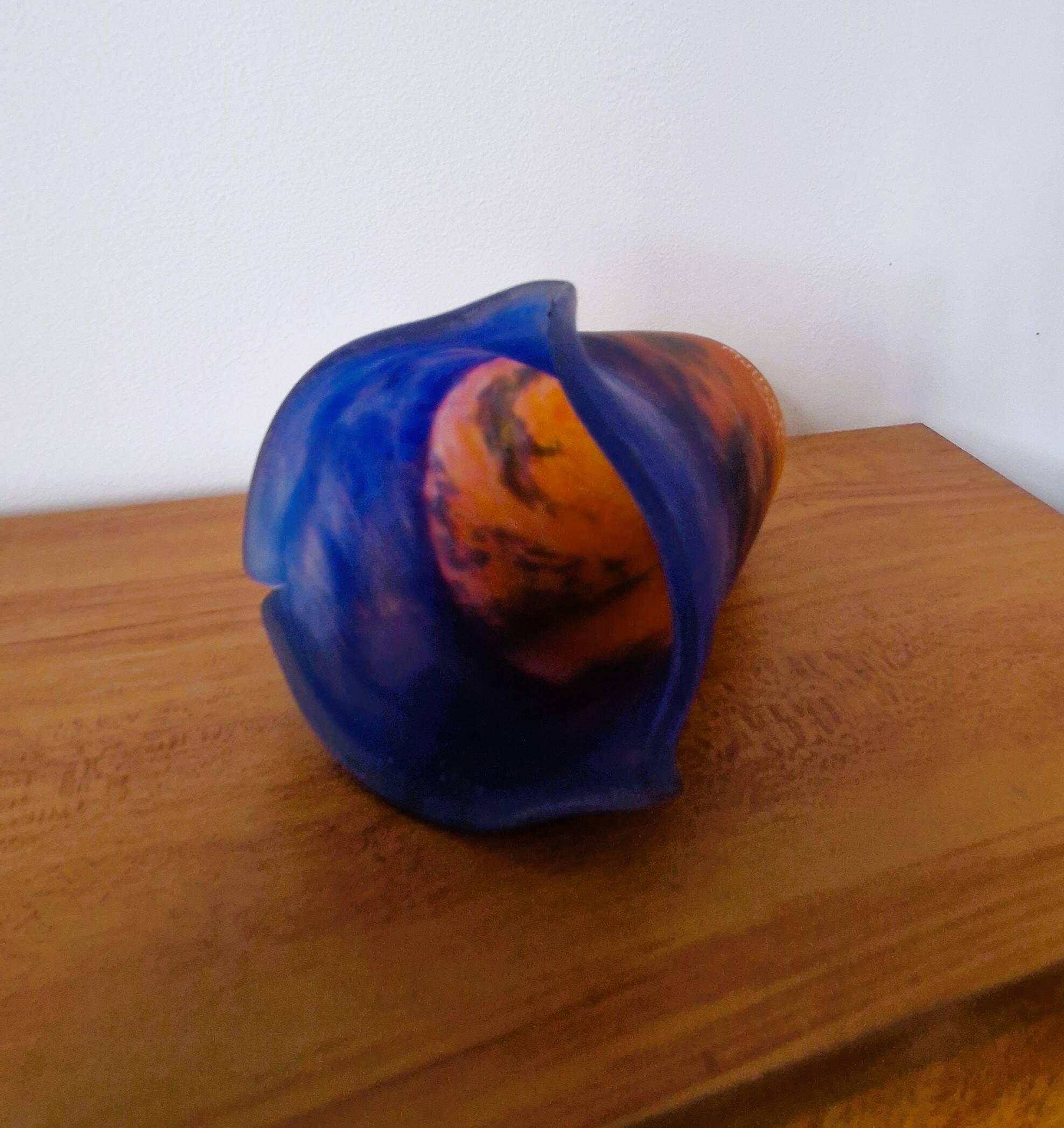 Muller Frères orange and blue glass paste lampshade