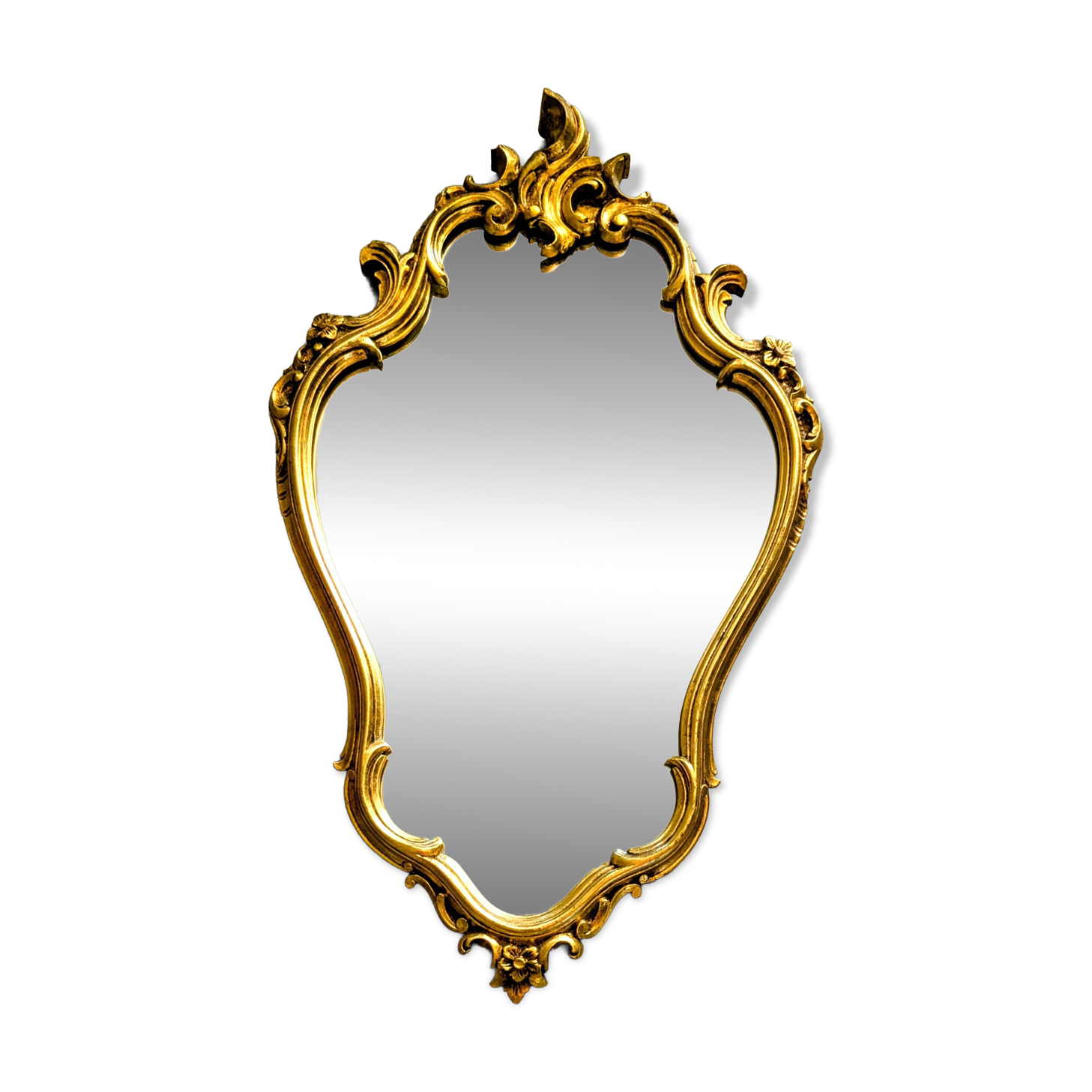 Miroir baroque doré ancien — courbes élégantes, esprit château 69 X 43 cm