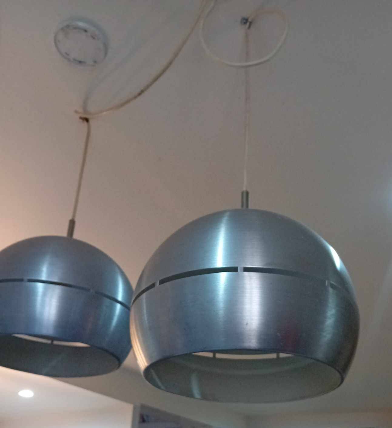 Set of 3 space age pendant lights, 1970s
