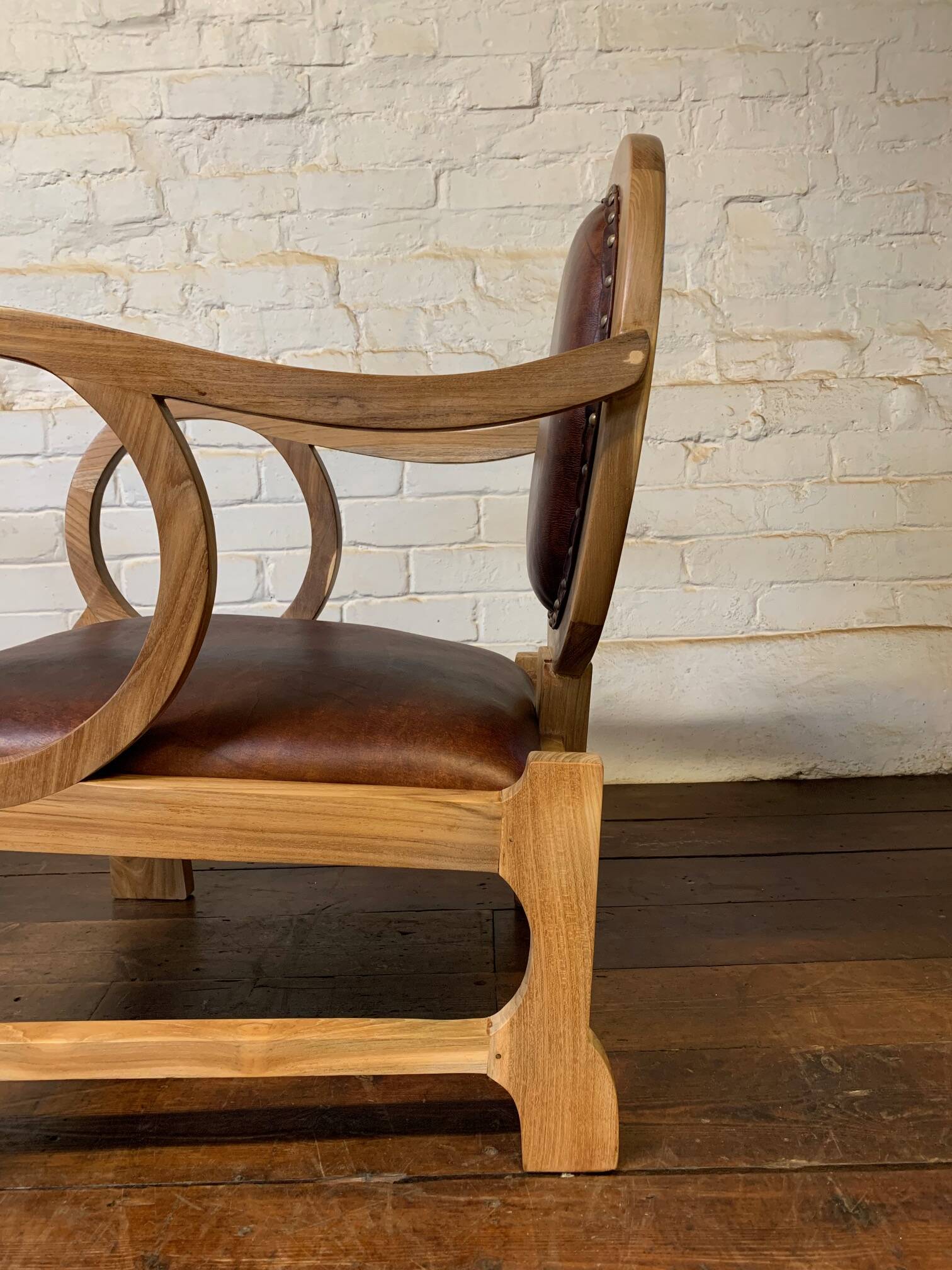 Pair of Hungarian Walnut & Leather Chairs by Lajos Kozma 1884-1948