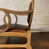 Pair of Hungarian Walnut & Leather Chairs by Lajos Kozma 1884-1948