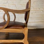 Pair of Hungarian Walnut & Leather Chairs by Lajos Kozma 1884-1948