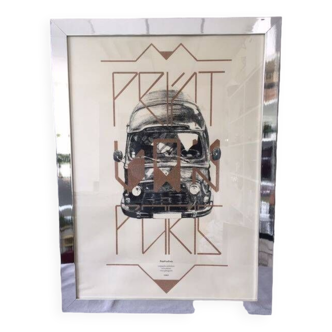 Sérigraphie Artistique Pop Art Design Print Van Paris Combi Volkswagen