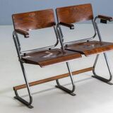 Two-seater folding bench, Bauhaus style, 1930s, Czechoslovakia