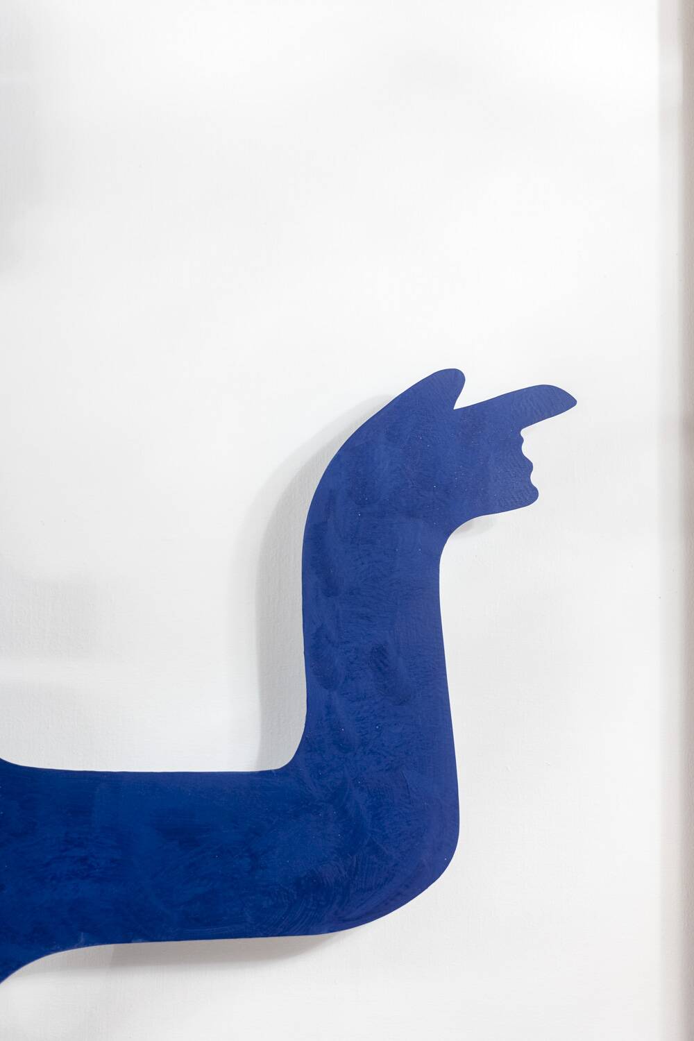 "Eva" decorative panel in blue lacquered metal. Contemporary work.