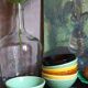 Seven vintage slip ceramic bowls